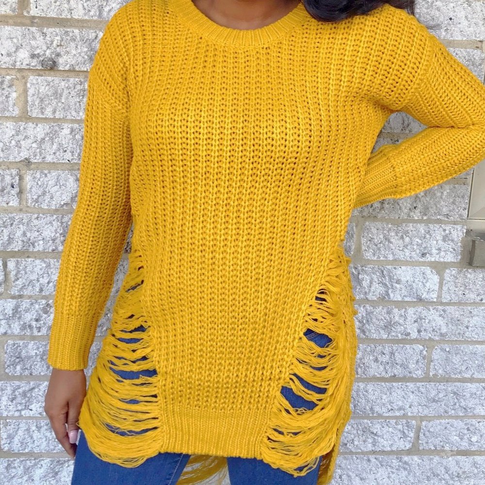 Distressed Oversize Knitted Sweater